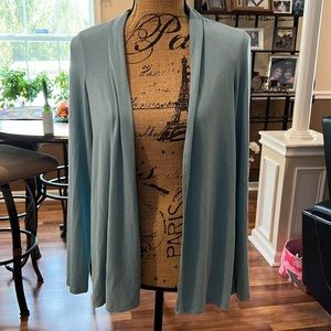 Size medium blue open front lightweight cardigan with back cinch